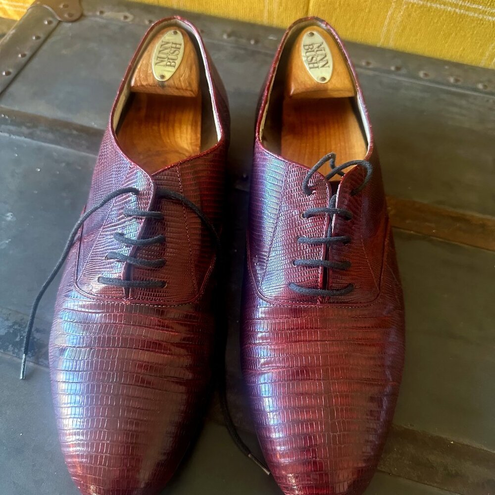 BrassBoot Vintage Genuine Lizard Brown Dress Shoes Made In Spain Men's US Size 9